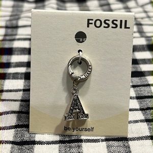 Silver Fossil Charm Letter A
